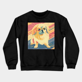 Retro Pekingese: Pastel Pup Revival Crewneck Sweatshirt